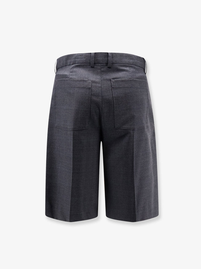 Dunst Pleated Check Wool Blend Bermuda Shorts