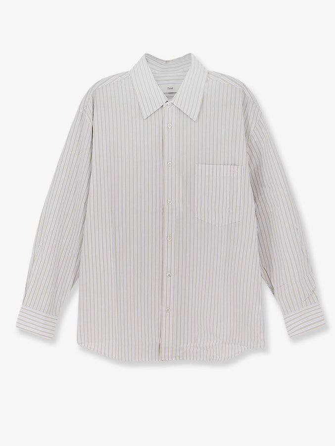 Dunst Unisex Oversized Cotton Shirt Beigestripe