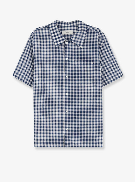 Dunst Cotton Blend Shirt With Check Pattern Navycheck