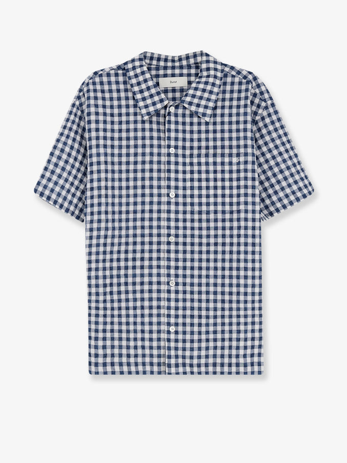 Dunst Cotton Blend Shirt With Check Pattern Navycheck