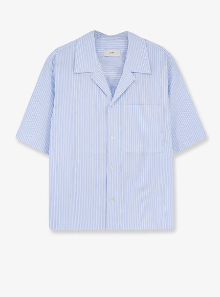 Dunst Cotton Blend Shirt With Striped Pattern Skybluestripe
