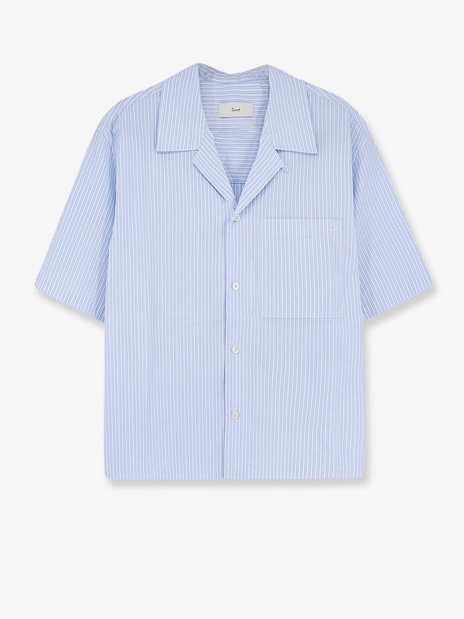 Dunst Cotton Blend Shirt With Striped Pattern Skybluestripe