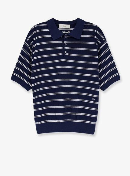 Dunst Unisex Striped Cotton Blend Polo Shirt Navy