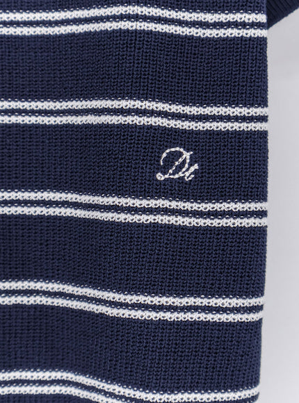 Dunst Unisex Striped Cotton Blend Polo Shirt