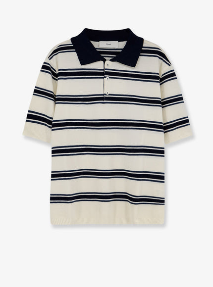 Dunst Unisex Striped Cotton Polo Shirt Creamnavy