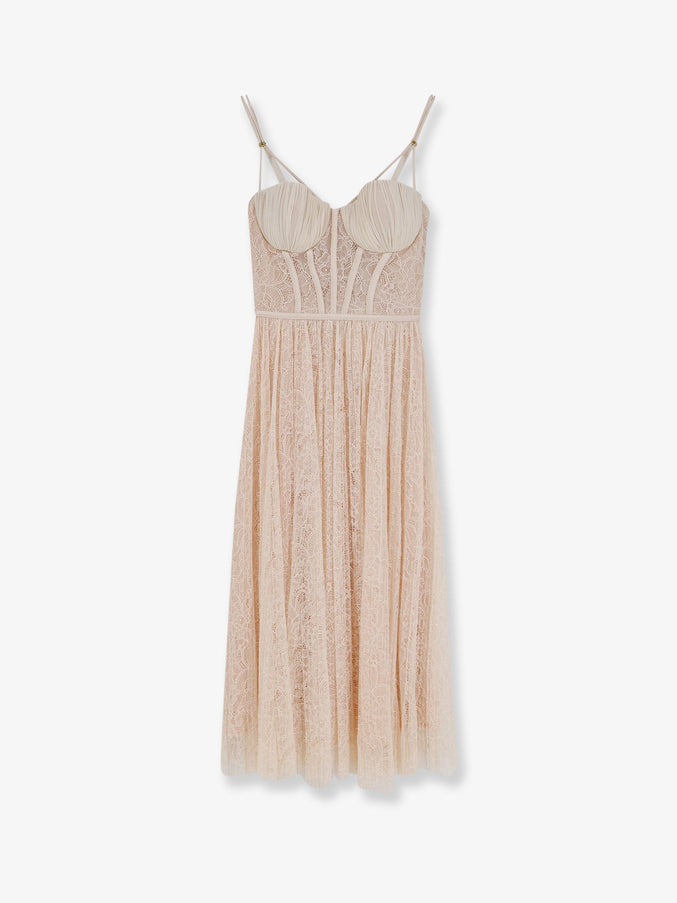 Elisabetta Franchi Events Lace Dress Burro Nude