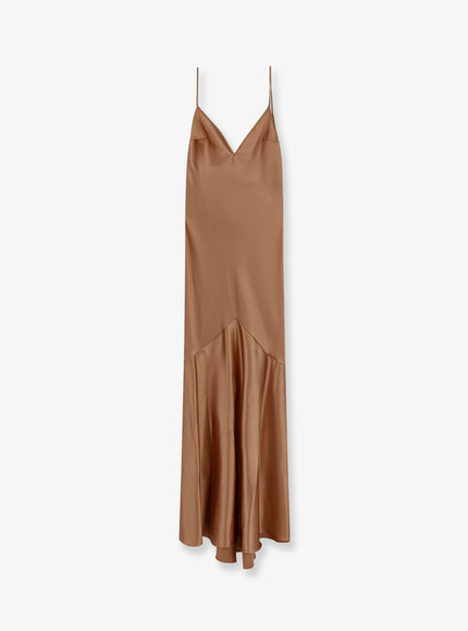 Elisabetta Franchi Daily Satin Long Dress Suede