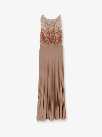 Elisabetta Franchi Red Carpet Long Dress Carne Burro