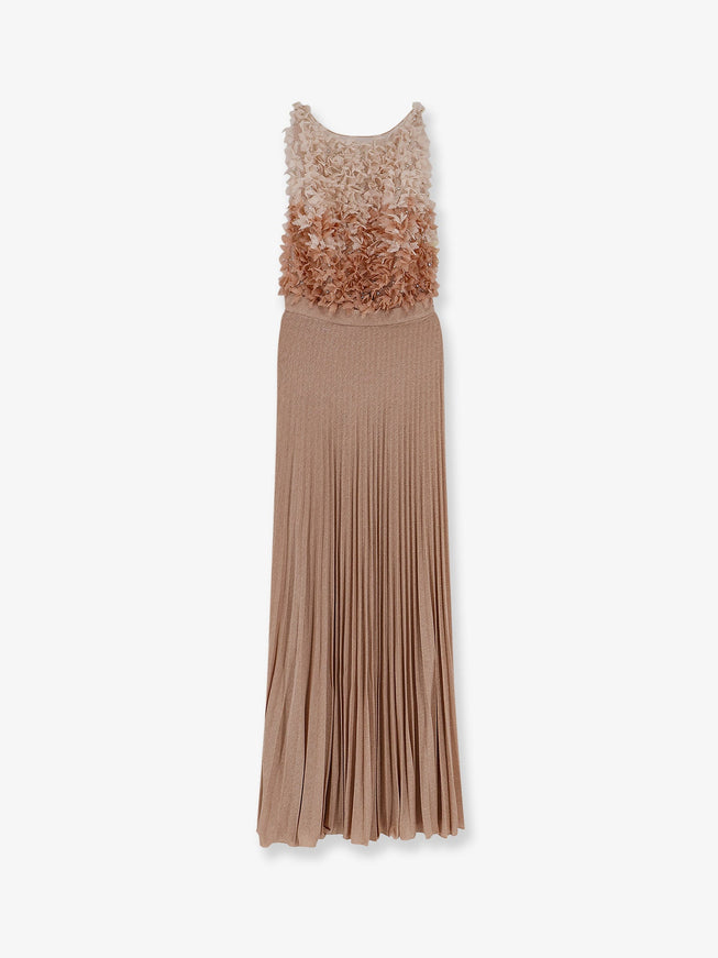 Elisabetta Franchi Red Carpet Long Dress Carne Burro