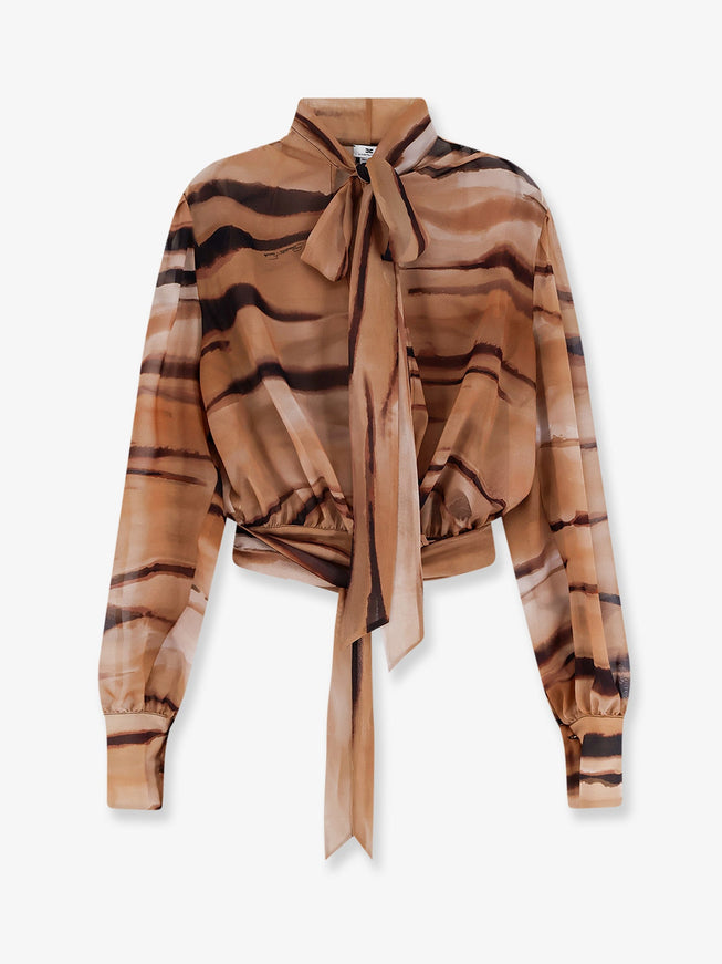 Elisabetta Franchi Shirt With Animalier Print Cammello