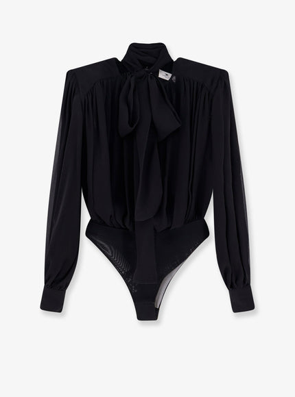 Elisabetta Franchi Silk Shirt With Body Detail Nero