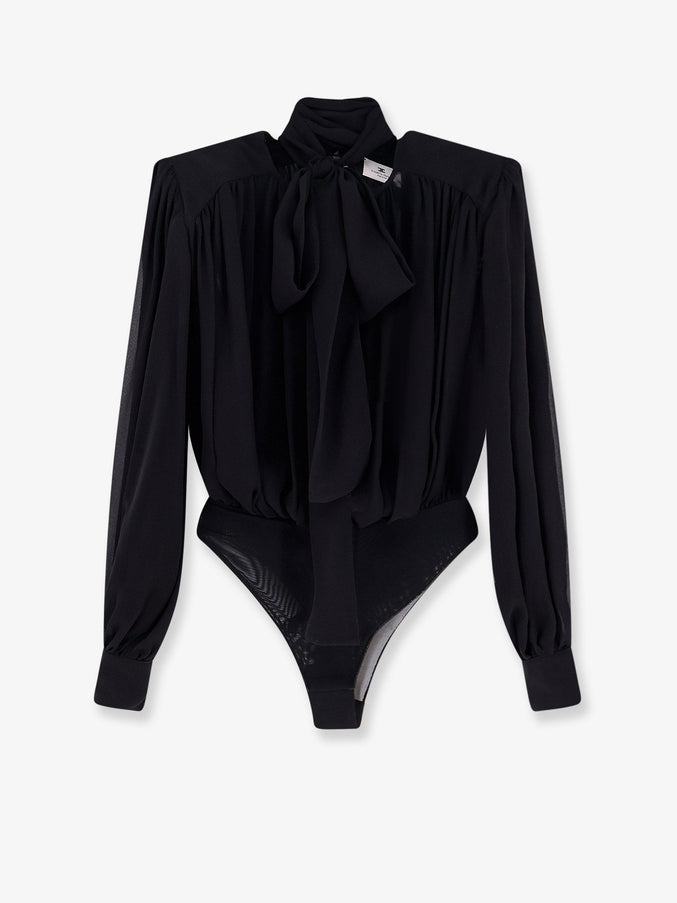 Elisabetta Franchi Silk Shirt With Body Detail Nero