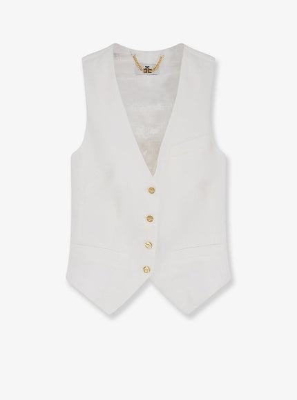 Elisabetta Franchi Linen And Viscose Vest Avorio