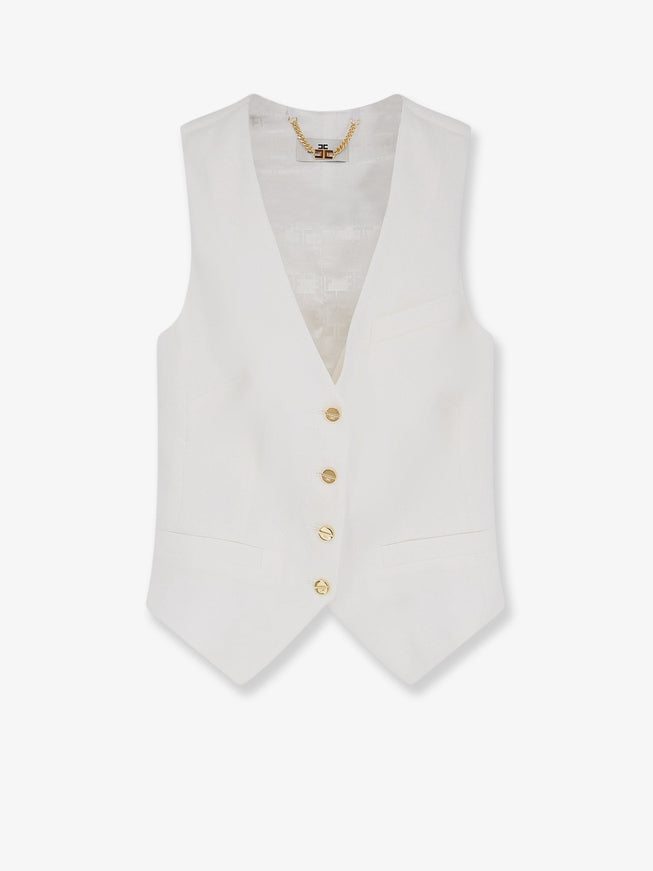 Elisabetta Franchi Linen And Viscose Vest Avorio