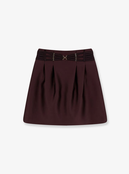 Elisabetta Franchi Satin Mini Skirt Cacao