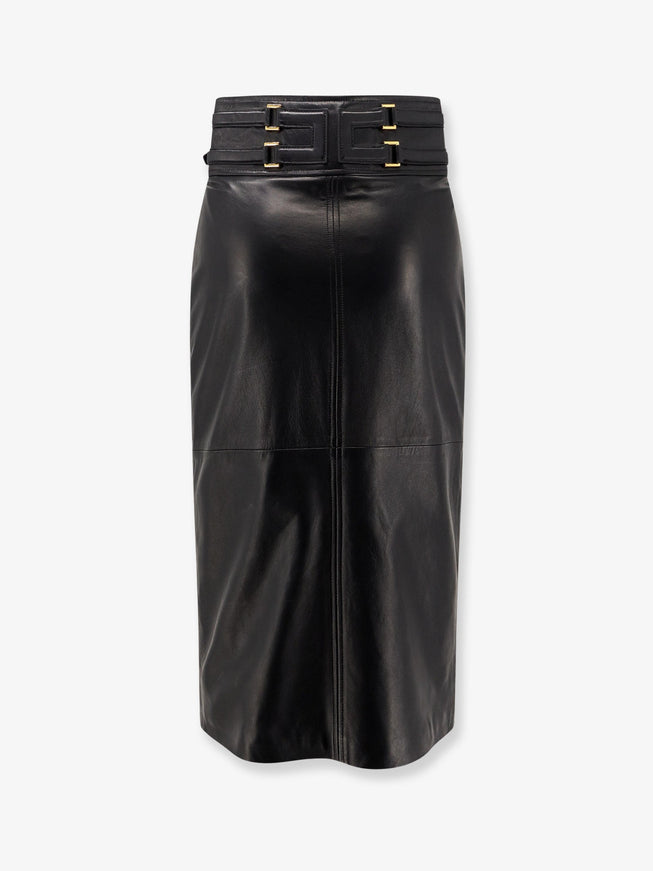 Elisabetta Franchi Leather Skirt Nero