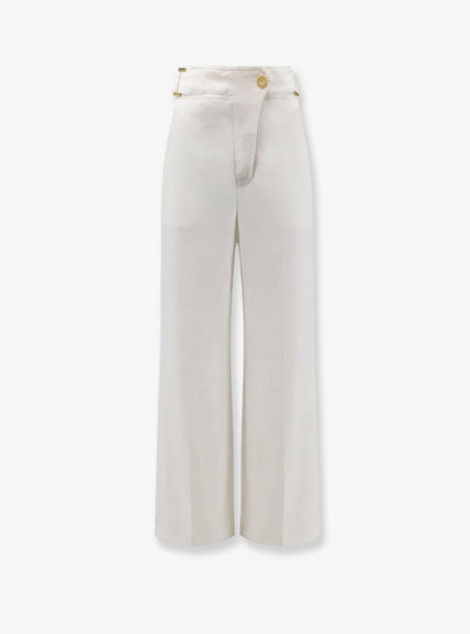 Elisabetta Franchi Daily Linen And Viscose Trousers Avorio