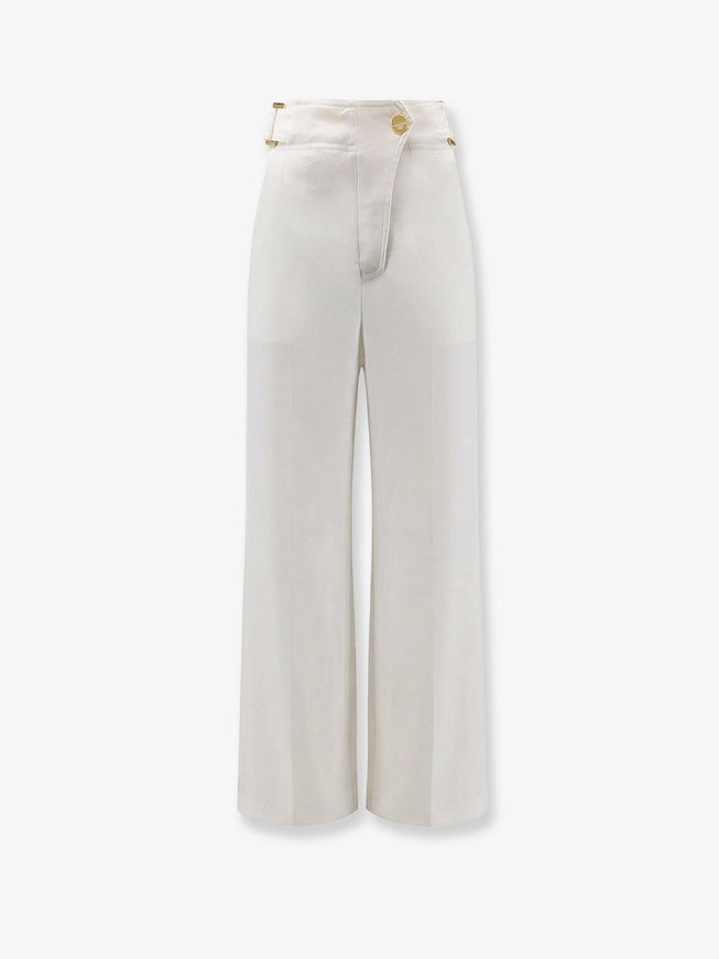 Elisabetta Franchi Daily Linen And Viscose Trousers Avorio