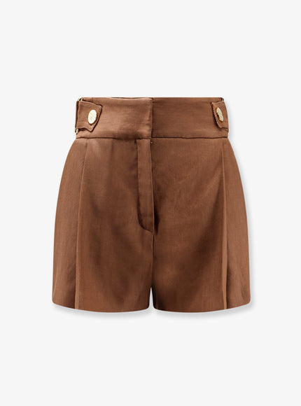 Elisabetta Franchi Daily Linen And Viscose Shorts Cuoio