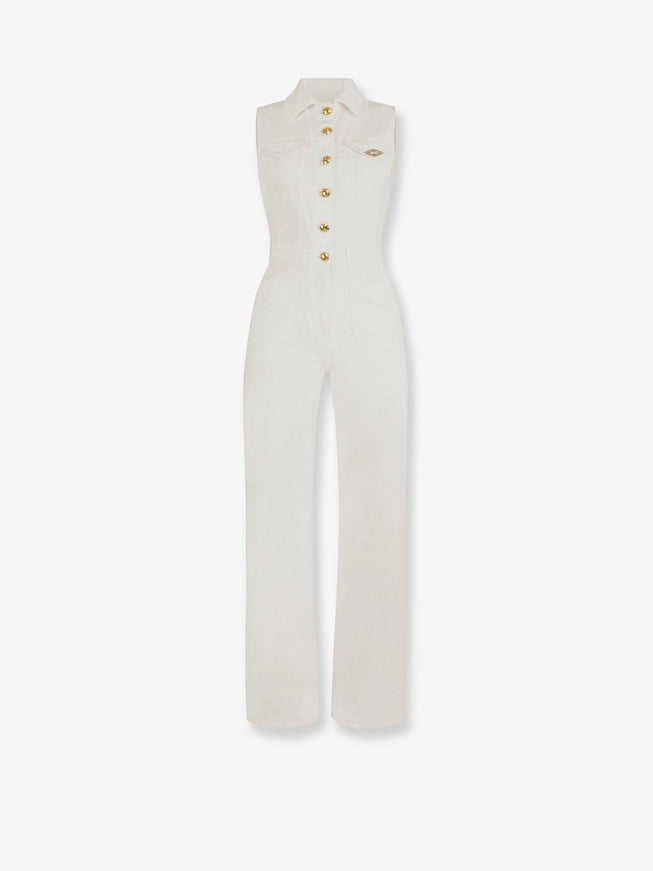 Elisabetta Franchi Stretch Cotton Jumpsuit Avorio