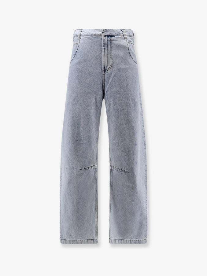 Entire Studios Gem Cotton Jeans With Back Leather Logo Patch Old Blue