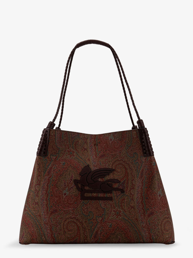 Etro Coated Canvas Shoulder Bag With Paisley Jacquard Pattern Uni Marrone