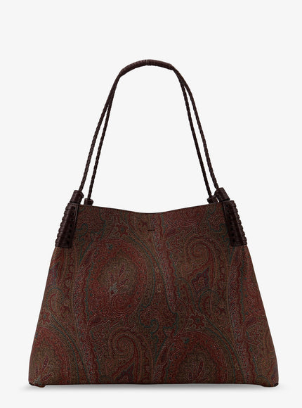 Etro Coated Canvas Shoulder Bag With Paisley Jacquard Pattern