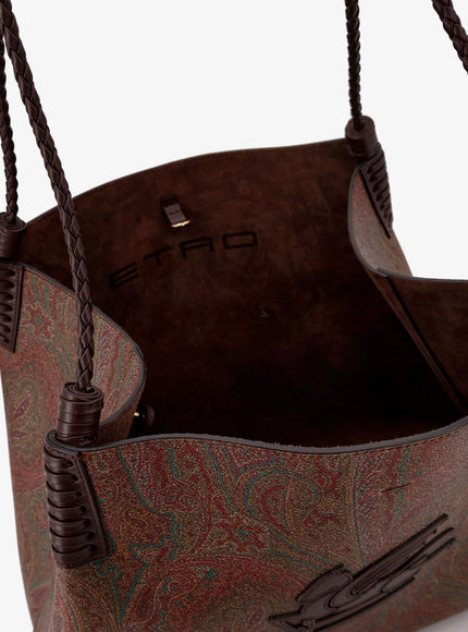 Etro Coated Canvas Shoulder Bag With Paisley Jacquard Pattern