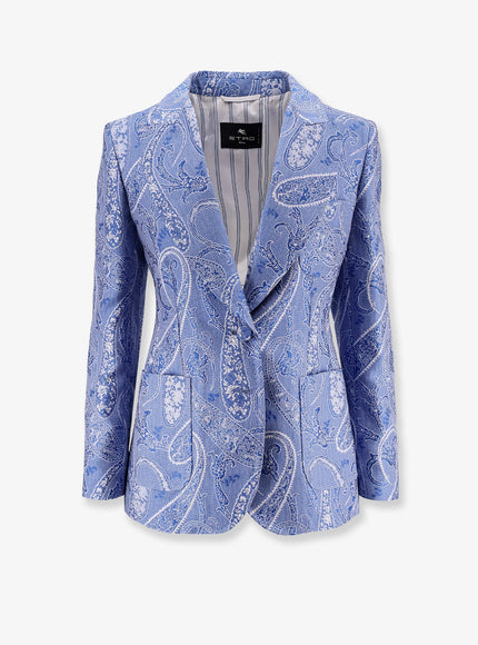 Etro Silk Blend Single-Breasted Blazer Multicolore