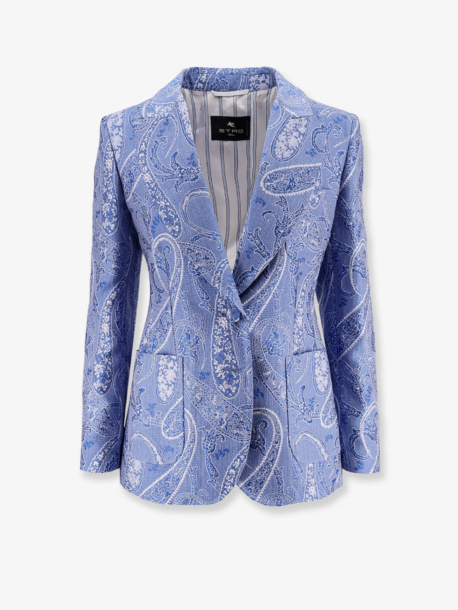 Etro Silk Blend Single-Breasted Blazer Multicolore