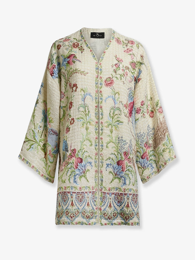 Etro Multicolor Cotton Blend Kimono Uni Multicolore