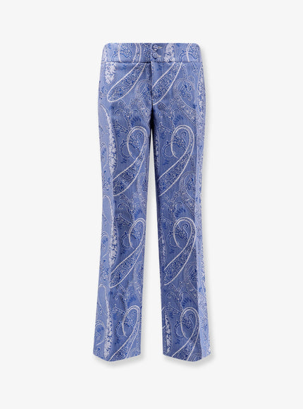 Etro Trousers With Iconic Print Blu