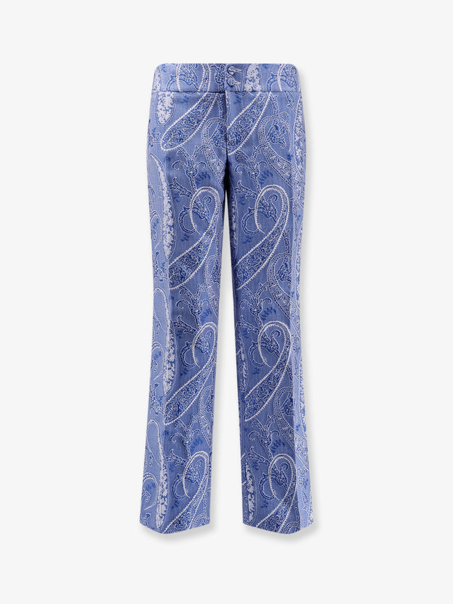 Etro Trousers With Iconic Print Blu