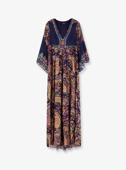 Etro Multicolor Viscose Long Dress Multicolore