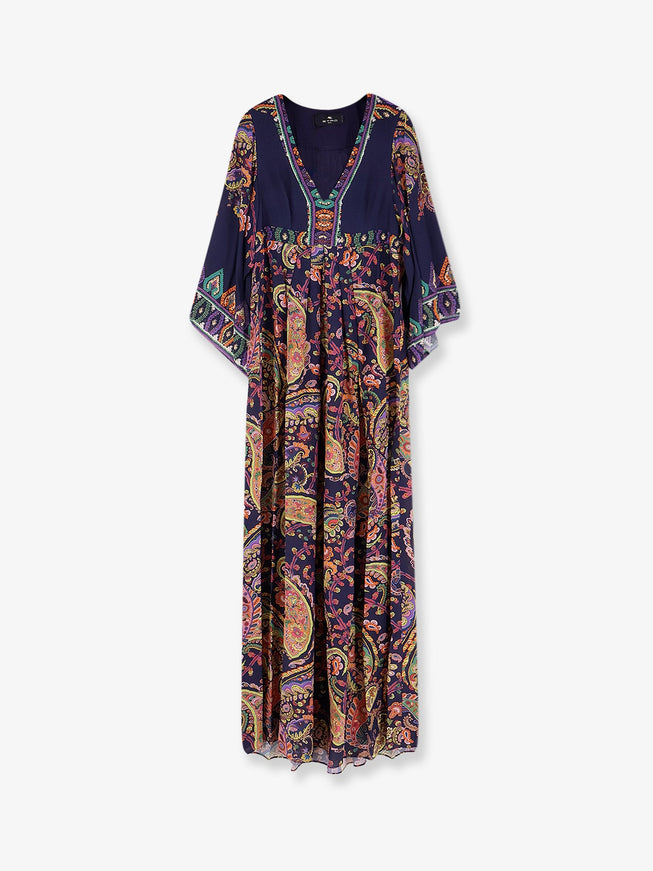 Etro Multicolor Viscose Long Dress Multicolore