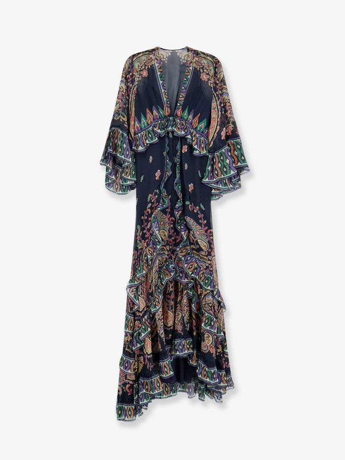 Etro Multicolor Silk Long Dress Multicolore