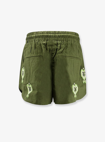 Farm Rio Green Heart Tapestry Embroidered Lenzing™ Ecovero™ Euroflax™ Shorts
