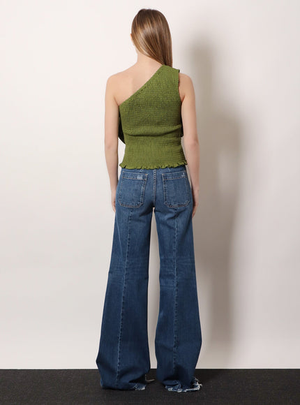 Farm Rio Green Linen And Viscose Top