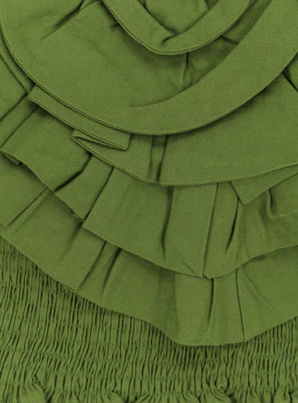 Farm Rio Green Linen And Viscose Top
