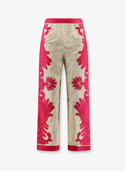 Farm Rio Linen And Viscose Blend Trousers Springarabescpink