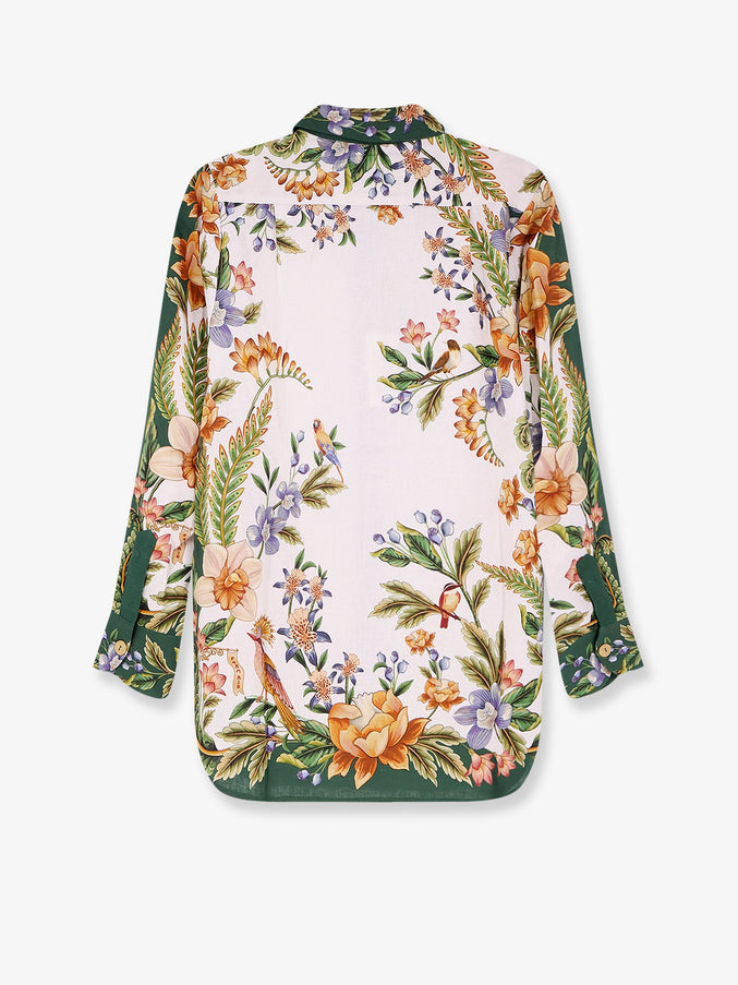 Farm Rio Linen And Viscose Shirt With Floral Pattern