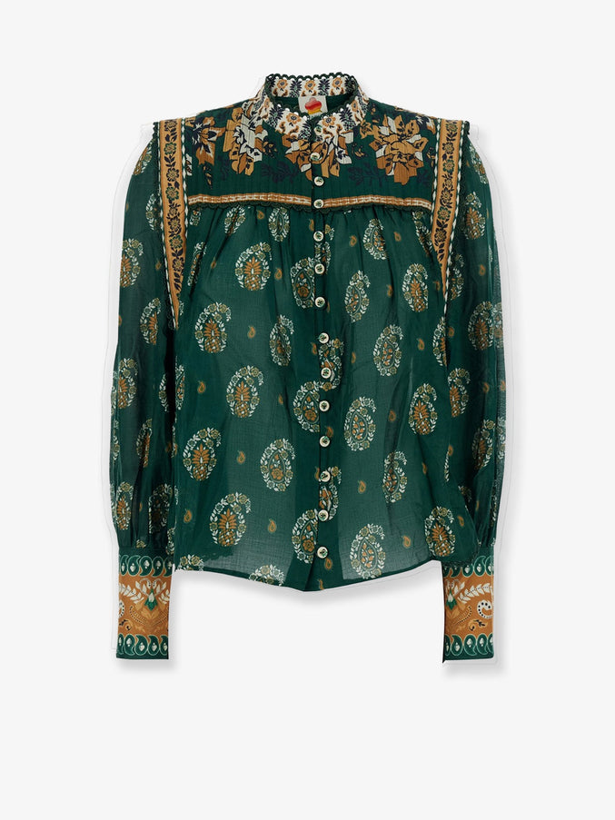 Farm Rio Tayla Cotton Shirt Ayla Green