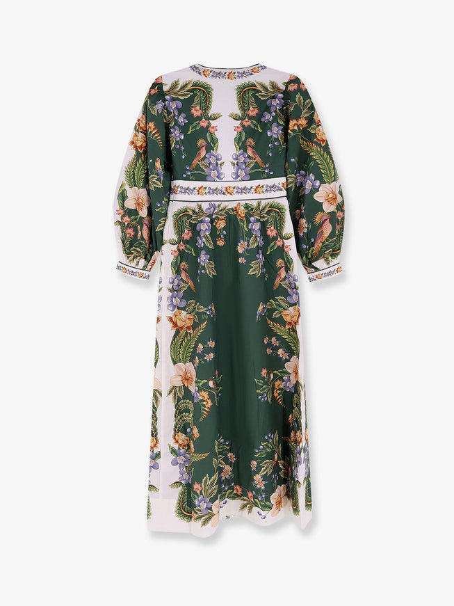 Farm Rio Long Cotton Dress With Floral Print