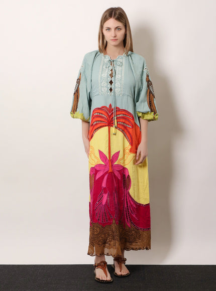 Farm Rio Usiacuri Lino And Viscose Dress