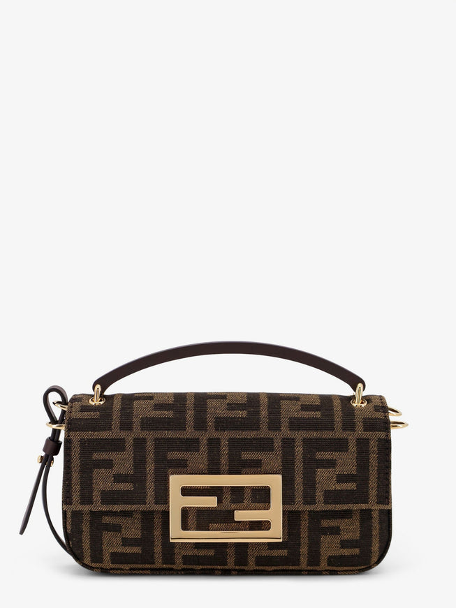 Fendi Phone Baguette Ff Jacquard Fabric Crossbody Bag Uni Tabacco