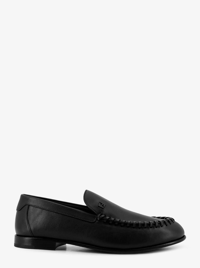 Fendi Leather Loafers With Metal Ff Logo Nero