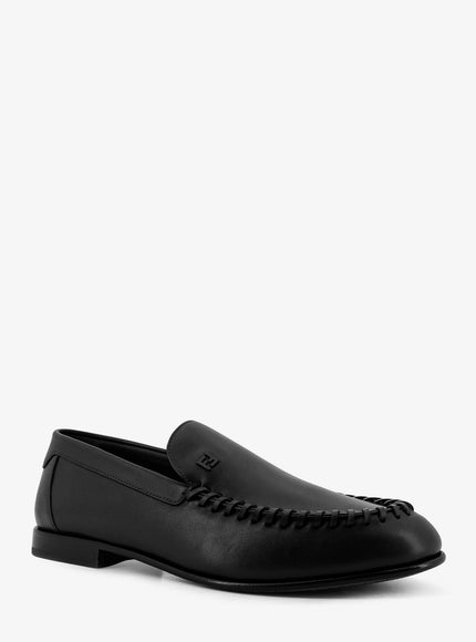 Fendi Leather Loafers With Metal Ff Logo
