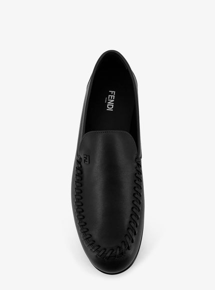Fendi Leather Loafers With Metal Ff Logo