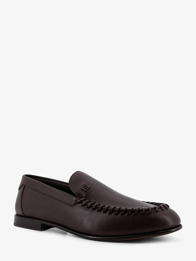 Fendi Leather Loafers With Metal Ff Logo