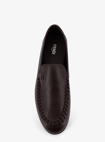 Fendi Leather Loafers With Metal Ff Logo